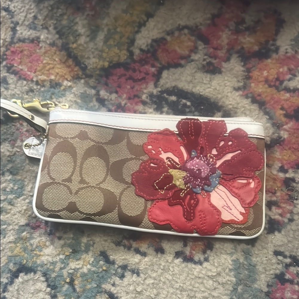 Floral Embroidered Wristlet